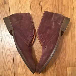 John Varvatos Burgundy Suede Desert Boots